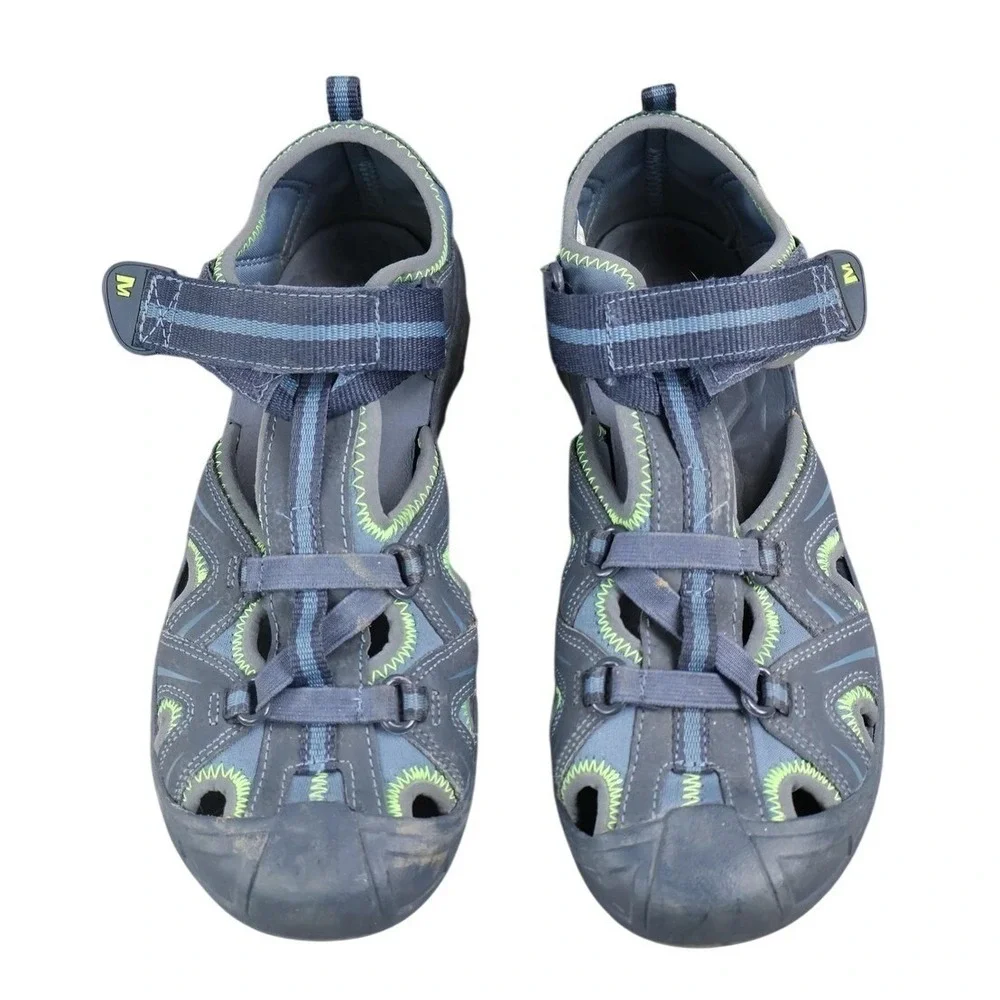 Merrell Hydro Hiker Sandals Boys Size 6 Blue Closed Toe Hook & Loop Hiking Water